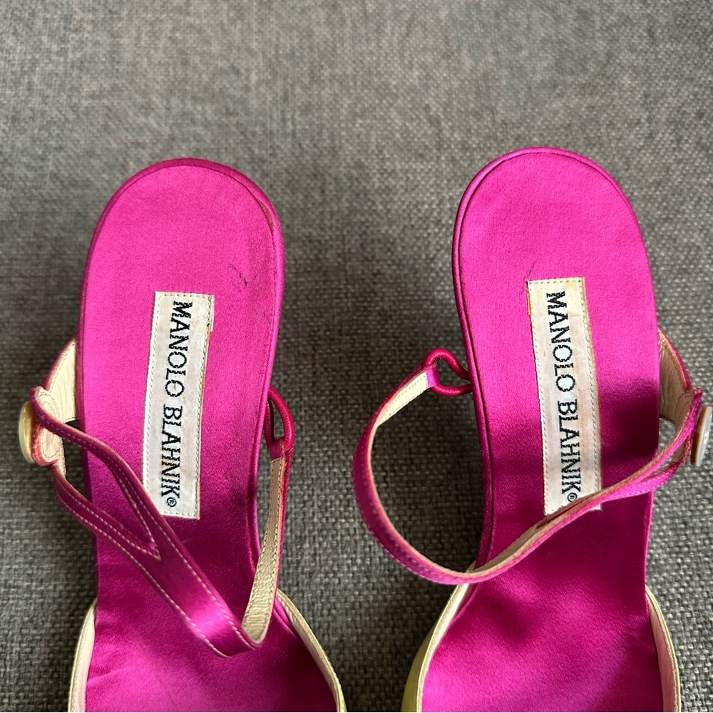 Vintage Manolo Blahnik satin mules - Picture 7 of 8